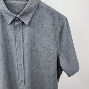 Vuori bridge button Down Geometric Blue Patterned Shirt M